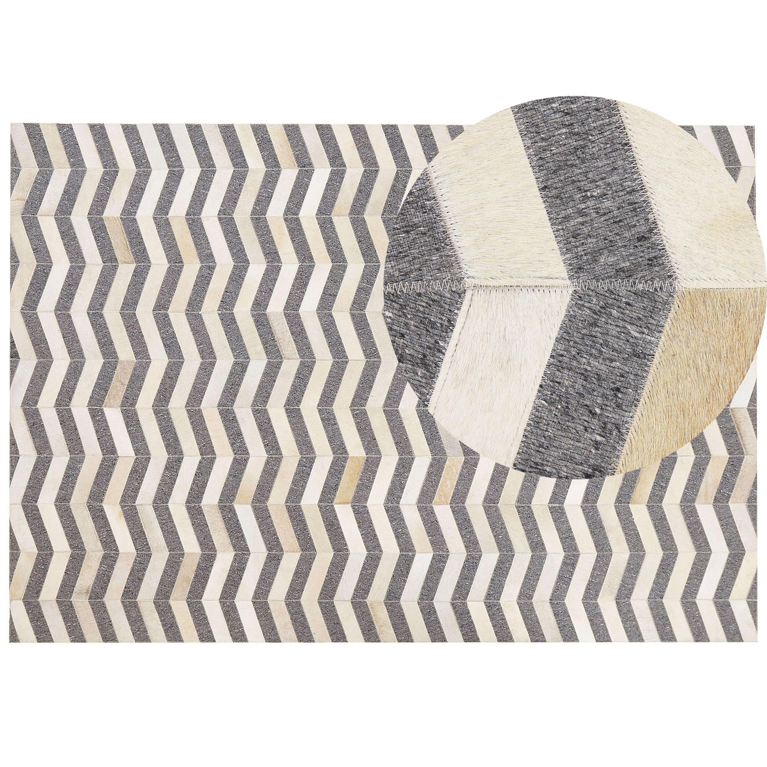 PATCHWORK-TEPPICH Baggoze 230/160 cm - Grau, Fell (160/230cm) - Beliani