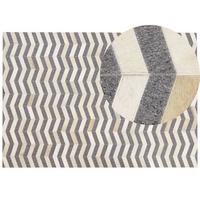 PATCHWORK-TEPPICH Baggoze 230/160 cm - Grau, Fell (160/230cm) - Beliani