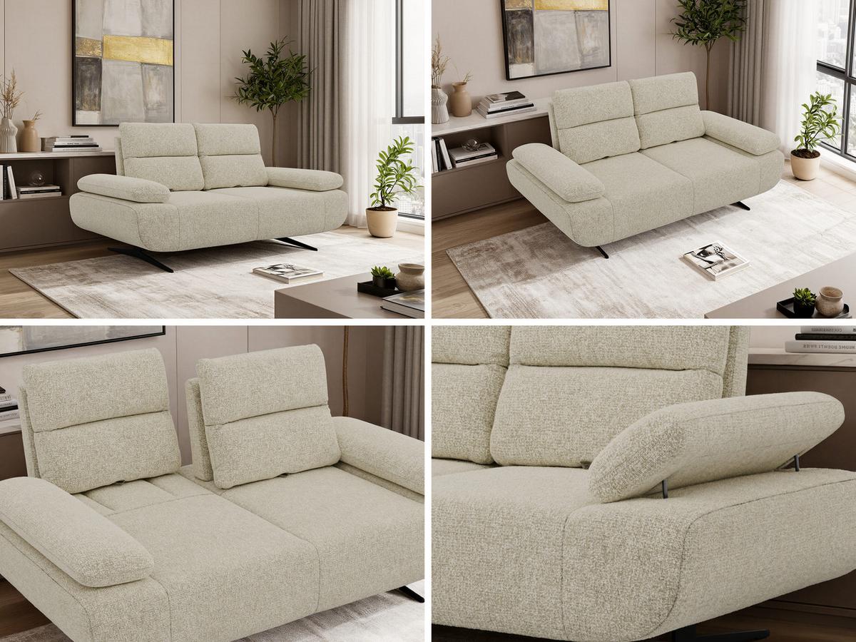2-SITZER SOFA SORAE - Creme Stukture - Creme/Schwarz, Textil/Metall (182/94/107cm) - MKS