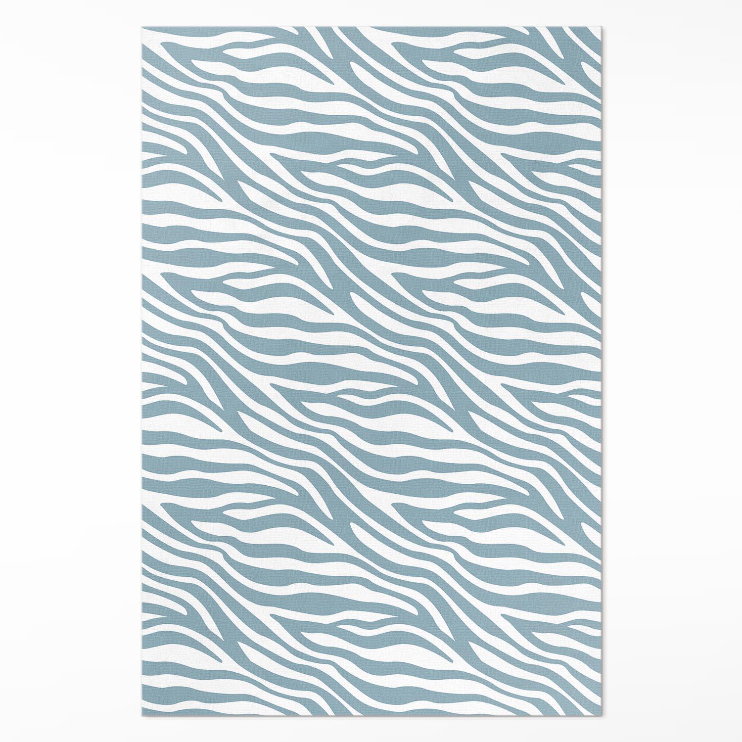 TEPPICH 100x150 cm Abstrakte Boho-Wellen in Pastellblau - Blau, Kunststoff (100/150cm) - Wallfluent