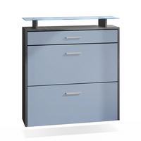 SCHUHSCHRANK Malea Fronten in Denim matt - Pastellblau, Holzwerkstoff (89/96/23cm) - Vladon