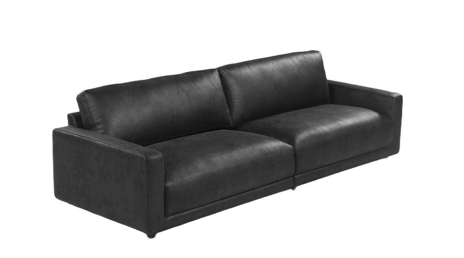 SOFA MARLIN Schwarz Lederfaserstoff - Schwarz, Leder/Kunststoff (262/80/100cm) - KAWOLA