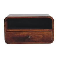NACHTTISCH Levitate, Wandmontiert, 1 Schublade, 1Offenes Fach , Braun - Kastanienfarben/Messingfarben, Holz/Metall (45/25/32cm) - Artisan Furniture