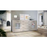 SIDEBOARD Noah Sandgrau Hochglanz - Sandfarben, Holzwerkstoff (166/72/35cm) - Vladon