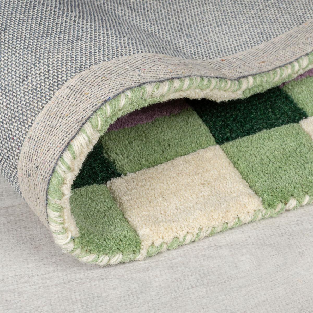 WOLLTEPPICH WENSUM, geometrisch, Grün-Lila, 120 x 170 cm - Grün, Textil (170/120cm) - KADIMA DESIGN
