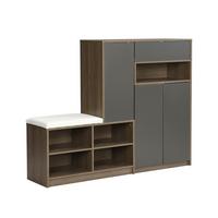 SCHUHSCHRANK in Grau mit Sitzkissen & grifflosen Türen - Grau, Holzwerkstoff (140/110/35cm) - Urban Meuble
