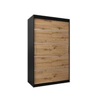 SCHWEBETÜRENSCHRANK 200/120/62 2-türig - Silberfarben/Schwarz, Holz/Kunststoff (120/200/62cm) - MÖBEL KRYSPOL