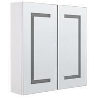 BAD-SPIEGELSCHRANK weiß/silber mit LED-Beleuchtung 60/60 cm Mazarredo - Silberfarben/Weiß, Holz/Holzwerkstoff (60/60/12cm) - Beliani