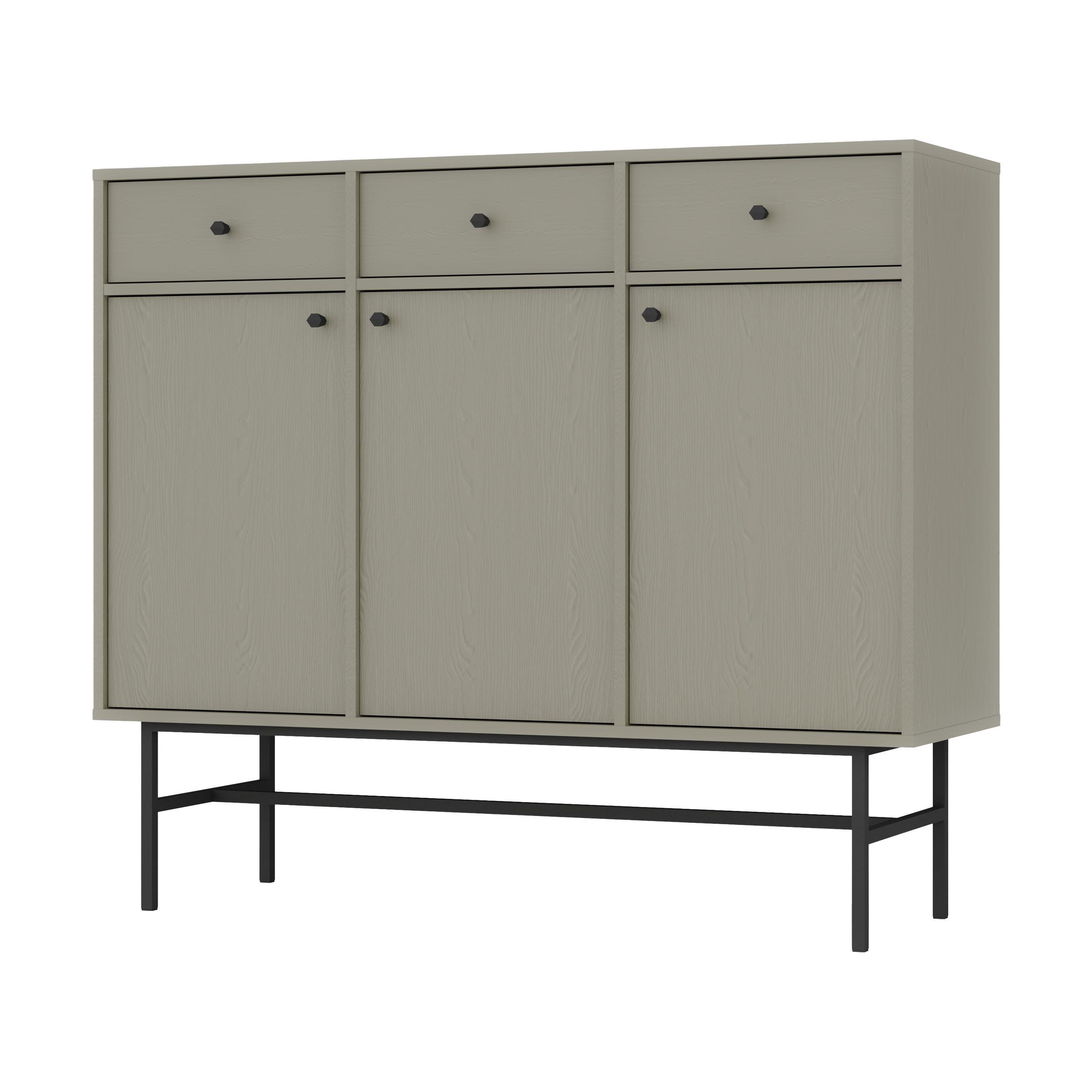 KOMMODE TORINO 125/108/41 cm mit 3 Schubladen 3 Türen Hellgrün - Hellgrün, Holzwerkstoff (125/108/41cm) - MASSENO