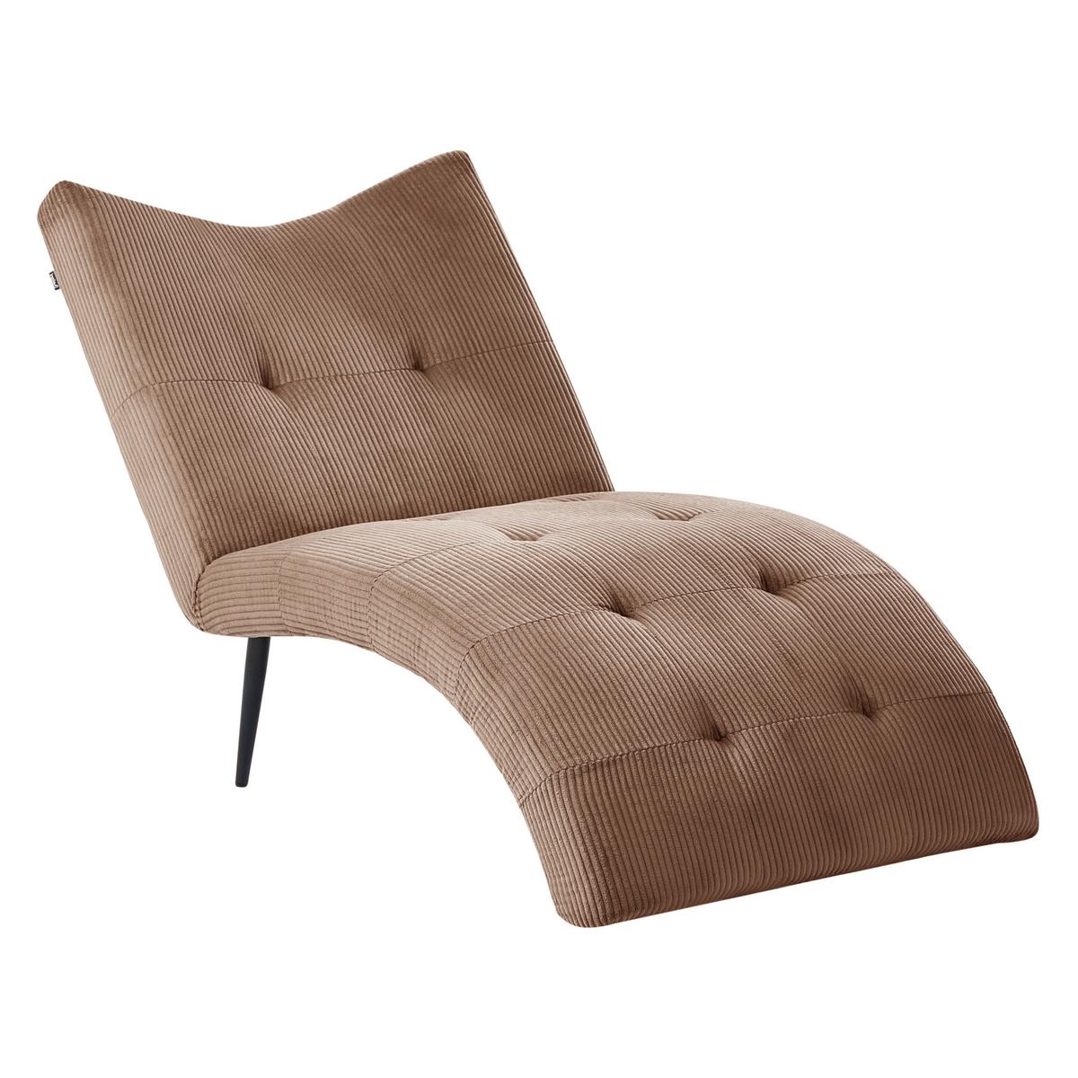 CHAISELONGUE Cord Sandbeige Quilly - Sandfarben/Beige, Textil (83/97/153cm) - Beliani
