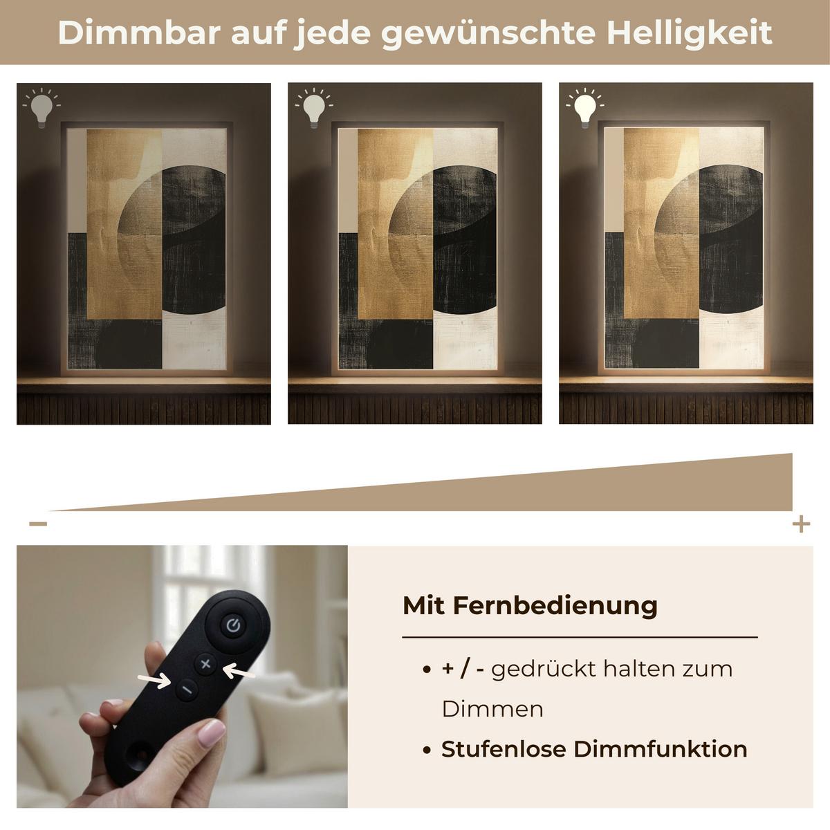 WANDLEUCHTE MIT AKKU Abstrakt - Modern - Schwarz - Gold 40x60 cm - Sandfarben, Holzwerkstoff (40/60/8cm) - OnlyWow
