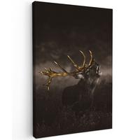 LEINWANDBILD Rotwild - Schwarz - Gold Wanddeko 40x60 cm - Braun, Textil (40/60cm) - MuchoWow