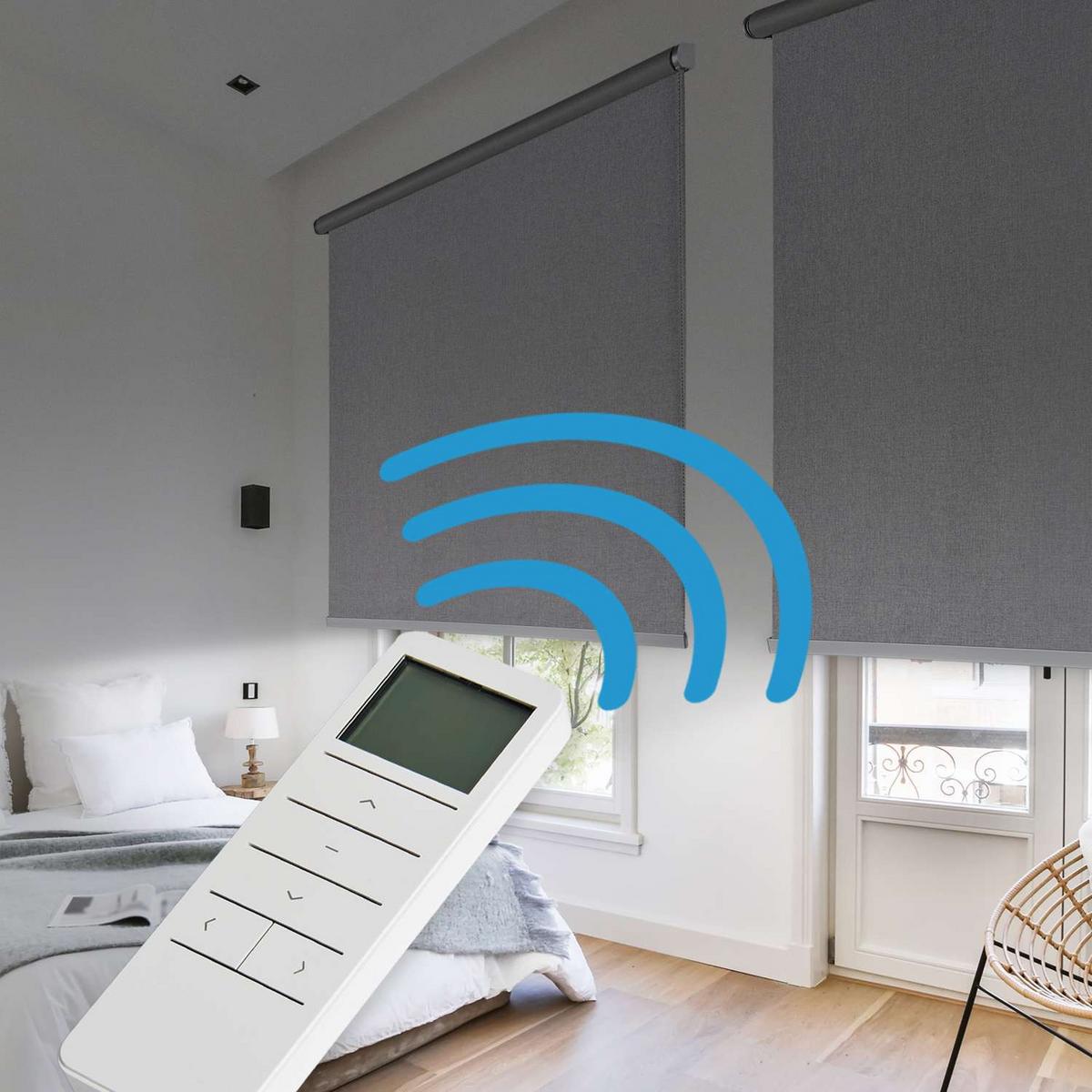 ROLLO motorisiert Silbergrau, 140 x 250 cm - Grau, Kunststoff (140/250cm) - STORESDECO