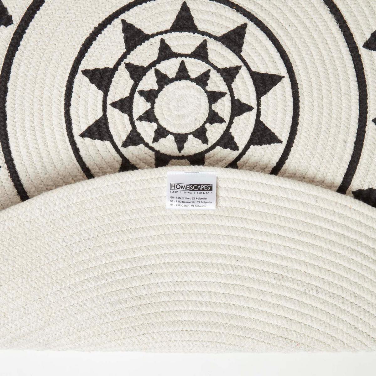 TEPPICH Lia geflochten mit Mandala-Muster rund 90 cm - Schwarz, Textil (90/90cm) - Homescapes