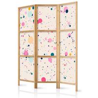 PARAVENT Japanischer 3-tlg 135x172 cm Buntes Punktemuster - Multicolor, Holz/Textil (135/172/3cm) - Muralo