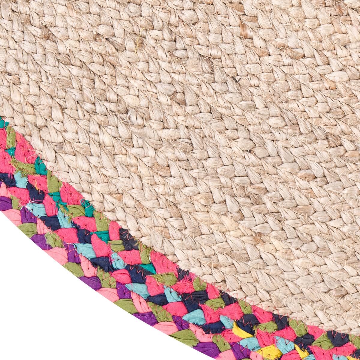 TEPPICH Bunt 120 cm Jute Satara - Beige, Textil (120/120cm) - Beliani