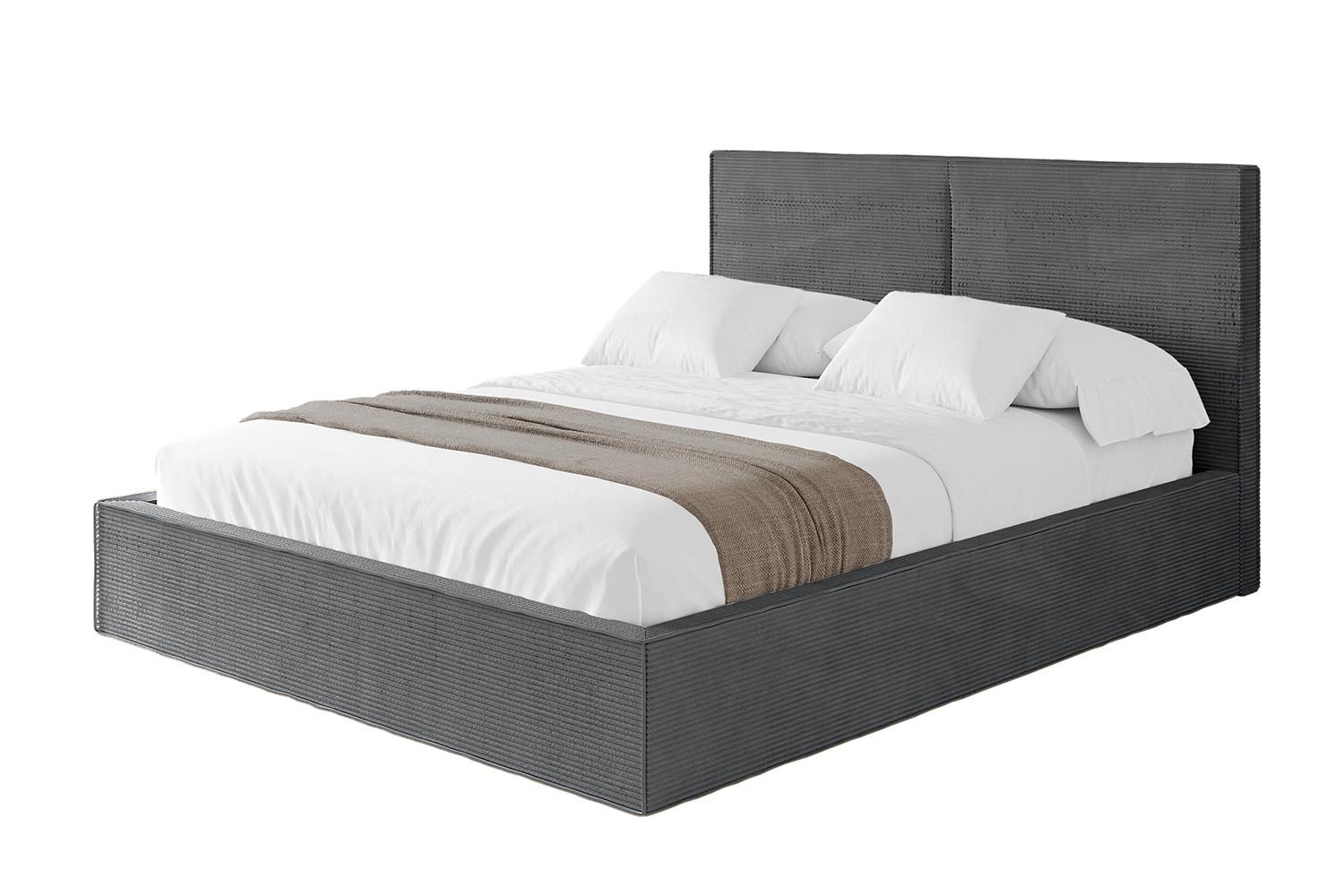 POLSTERBETT mit Bettkasten und Lattenrost, Boxbett ohne Matratze - EMMI 180x200 Dunkelgrau - Anthrazit, Holzwerkstoff/Textil (180/200cm) - ALTDECOR