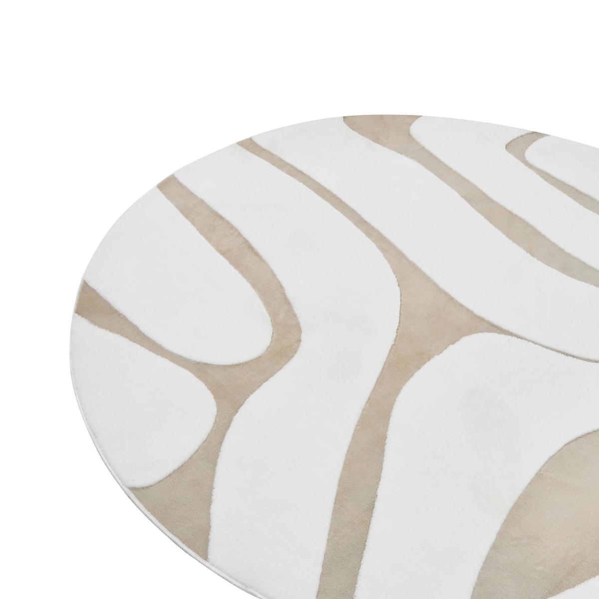 TEPPICH Beige/Weiß 160 cm Hartz - Beige/Creme, Textil (160/160cm) - Beliani