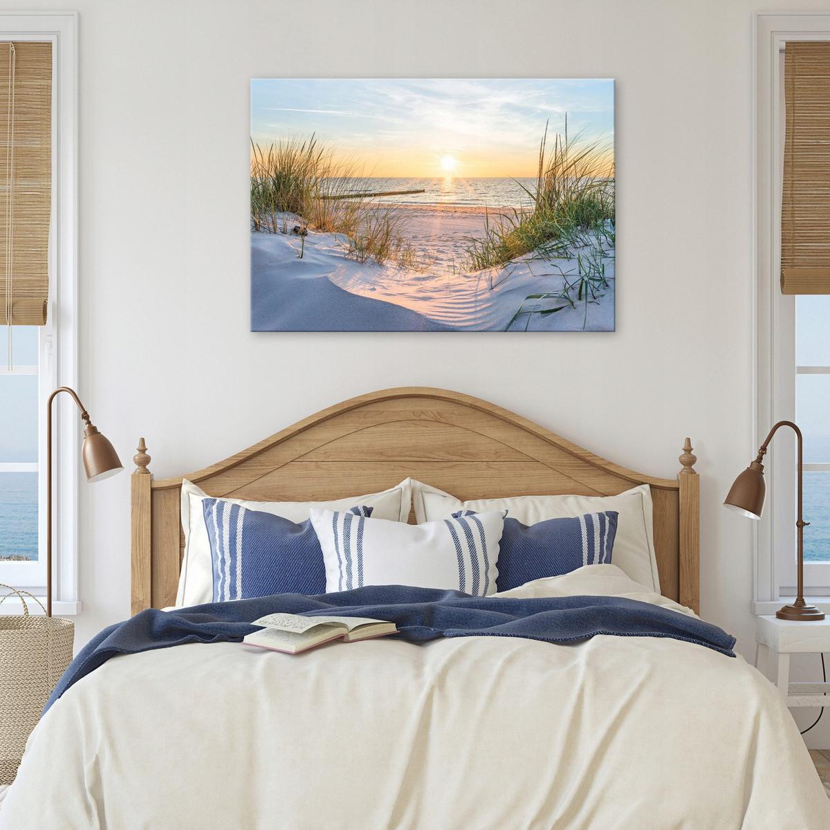 LEINWANDBILD Strand Meer Bilder Modern 60x40 - Multicolor, Holzwerkstoff (60/40cm) - Wallarena