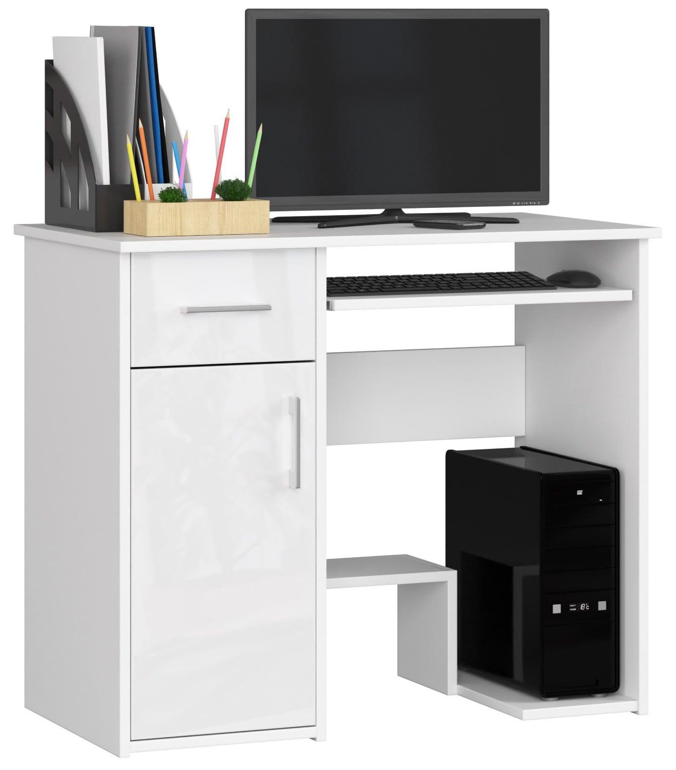 SCHREIBTISCH Weiß, Weiß Glanz 74/90/50 - Weiß, Holzwerkstoff (90/50/74cm) - RAUMHIRSCH FURNITURE