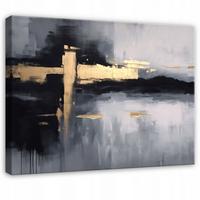LEINWANDBILD Abstrakt Marbre Schwarz 100x70 cm - Multicolor, Holzwerkstoff (100/70cm) - Wallarena