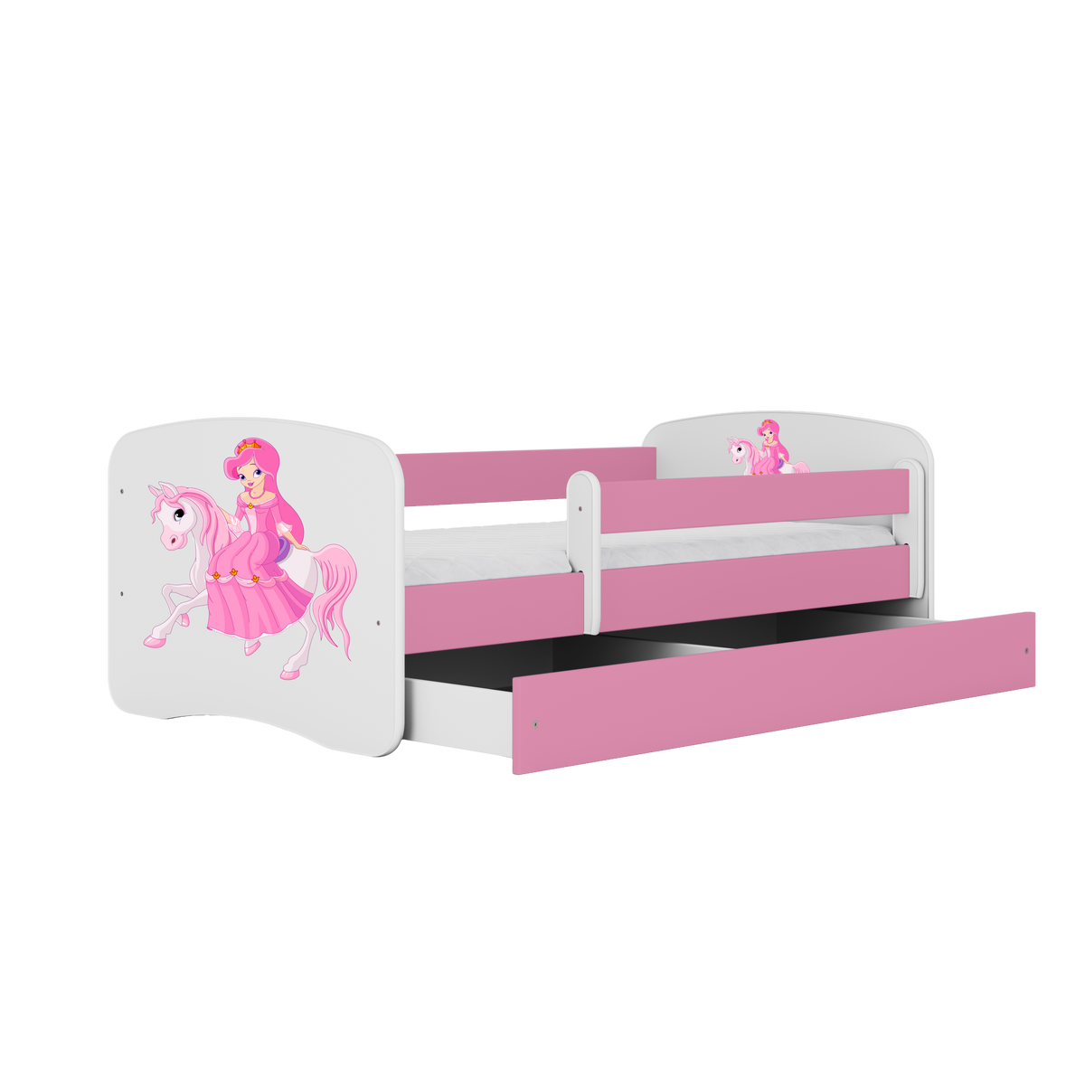 KINDERBETT Prinzessin zu Pferd mit Schublade 180/80 90/61/184 - Rosa, Holzwerkstoff (80/180cm) - RAUMHIRSCH FURNITURE