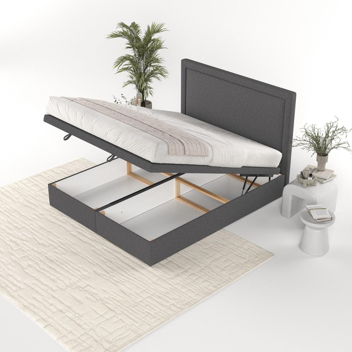 POLSTERBETT Salma mit Stauraum 140/200 cm Anthrazit im Megan Stoff - Anthrazit/Schwarz, Holz/Holzwerkstoff (140/200cm) - AltaBeds
