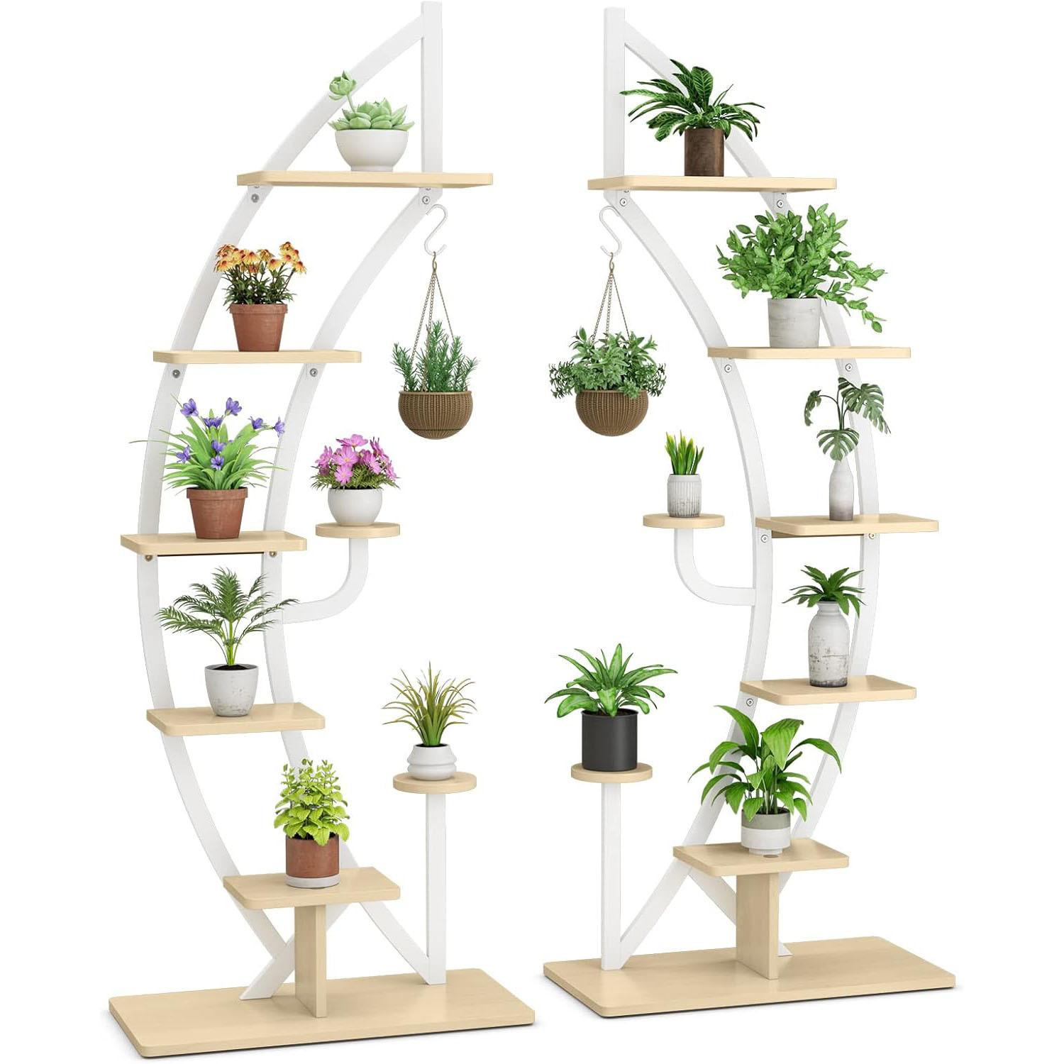 BLUMENSTÄNDER Weiß - Weiß, Holz (60/155/30cm) - COSTWAY
