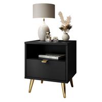 NACHTTISCH ALDO mit LED-Beleuchtung schwarz - Schwarz, Holzwerkstoff (38/46/33cm) - Lookway