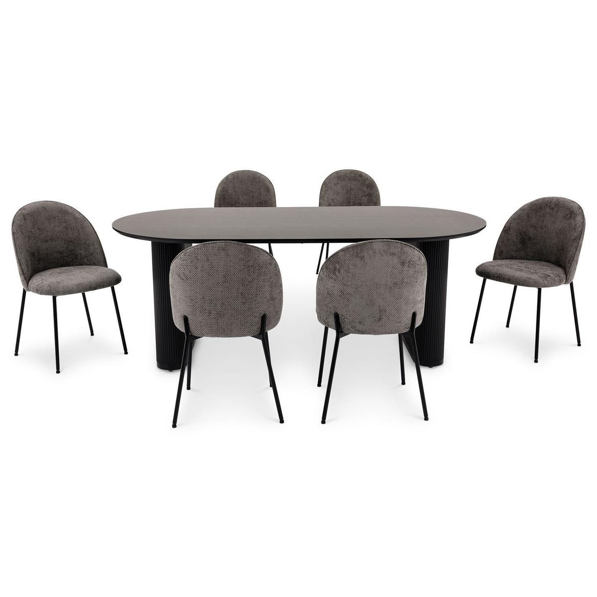 ESSGRUPPE DONOVAN CASSIE 7er Set schwarz - Schwarz, Holzwerkstoff - IDIMEX