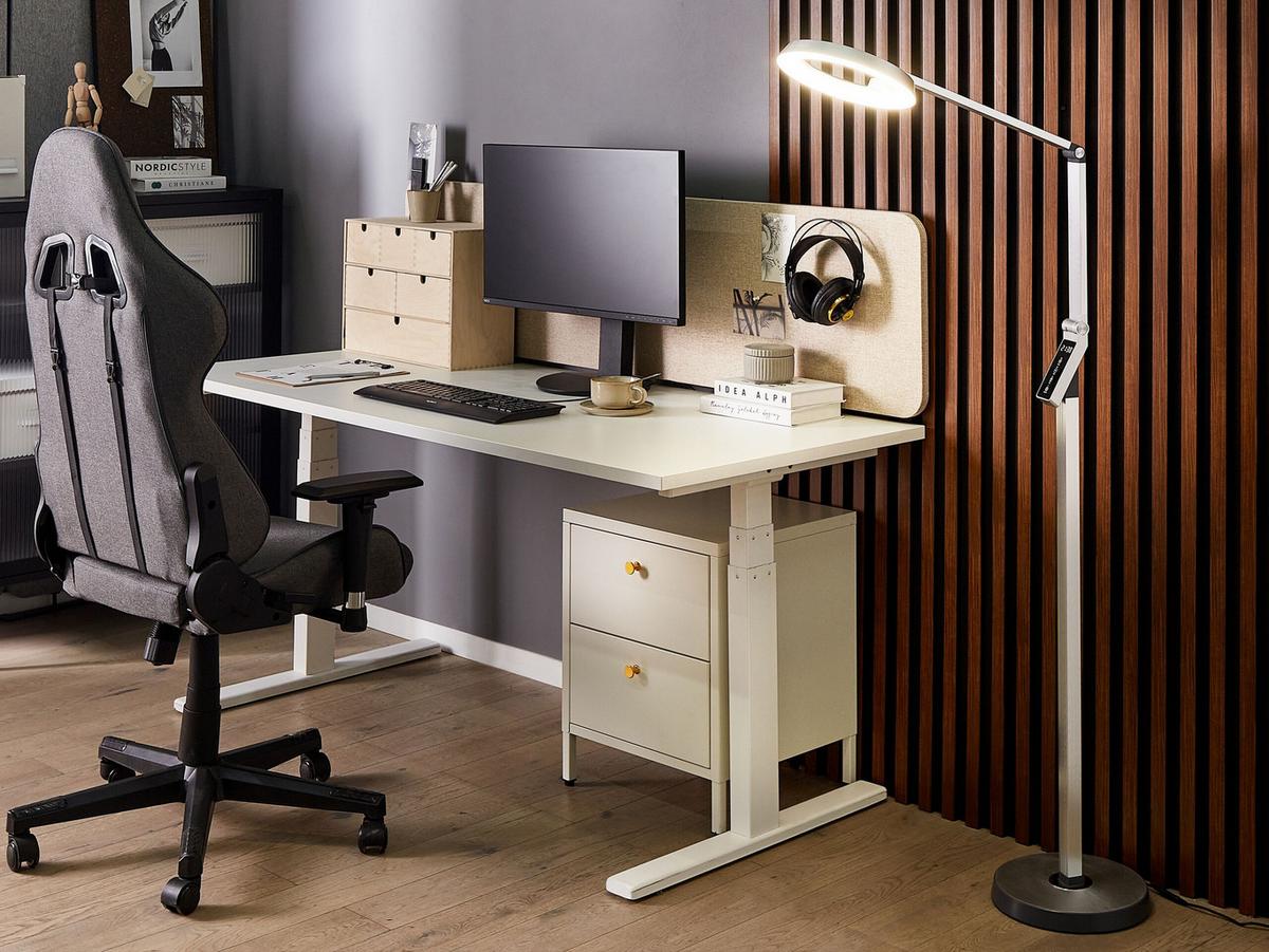 STEHLAMPE Carina 27/63/170 cm - Silberfarben, Kunststoff (27/27/170cm) - Beliani