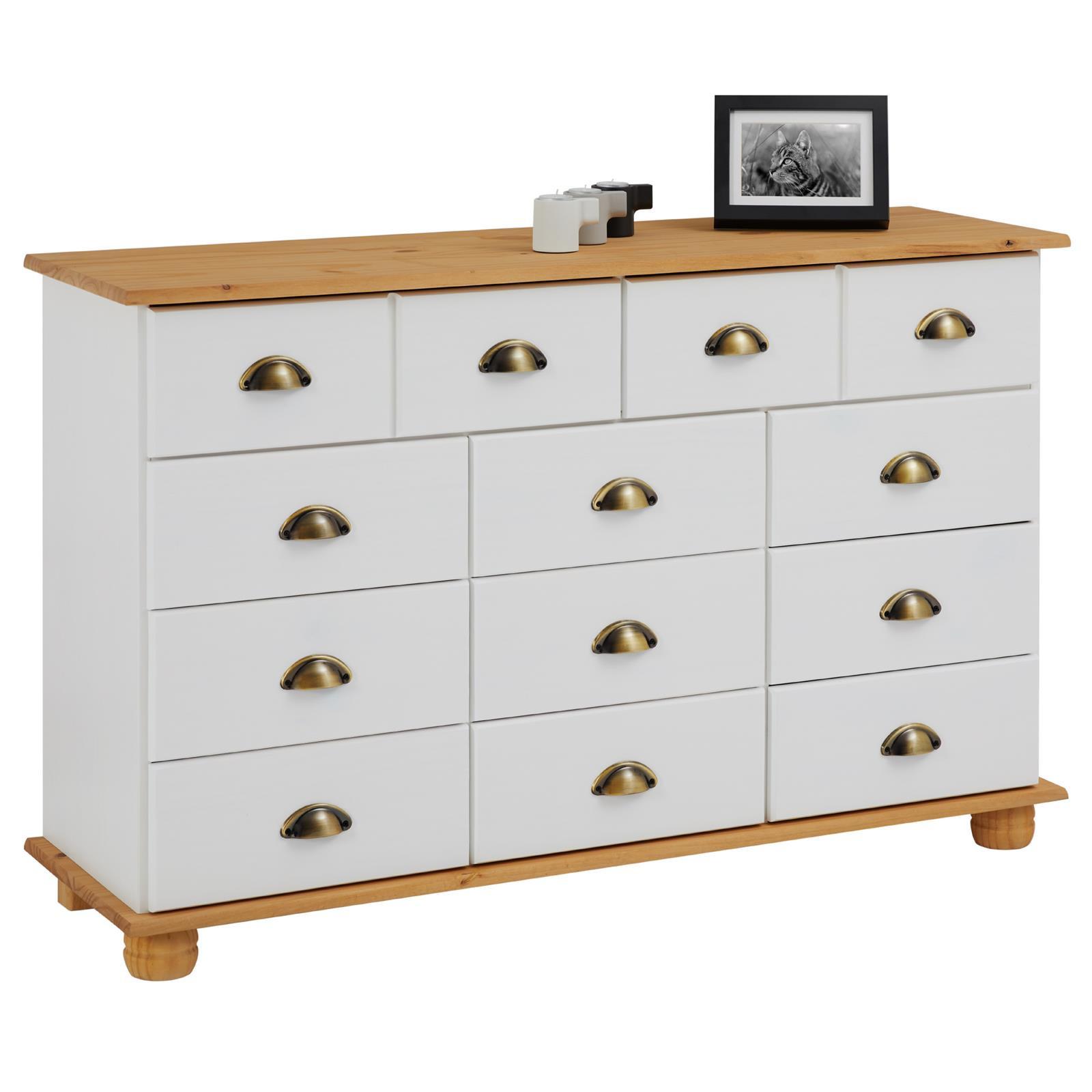 APOTHEKERKOMMODE COLMAR weiß/braun - Weiß/Braun, Holz (117/73/35cm) - IDIMEX