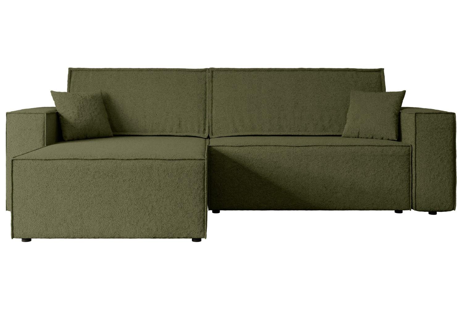 ECKSOFA mit Schlaffunktion und Bettkasten CELTIC-XL - 277x143x83 cm Grün Bouclé - Schwarz/Grün, Holzwerkstoff/Kunststoff (277/143cm) - ALTDECOR