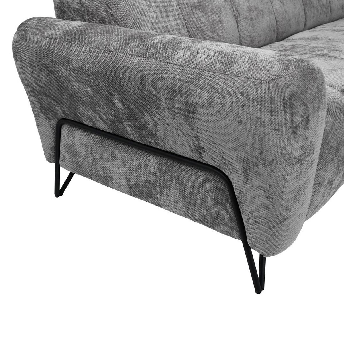 3-SITZER SOFA Volare mit Metallbeinen grau - Schwarz/Grau, Textil/Metall (220/83/98cm) - Beautysofa