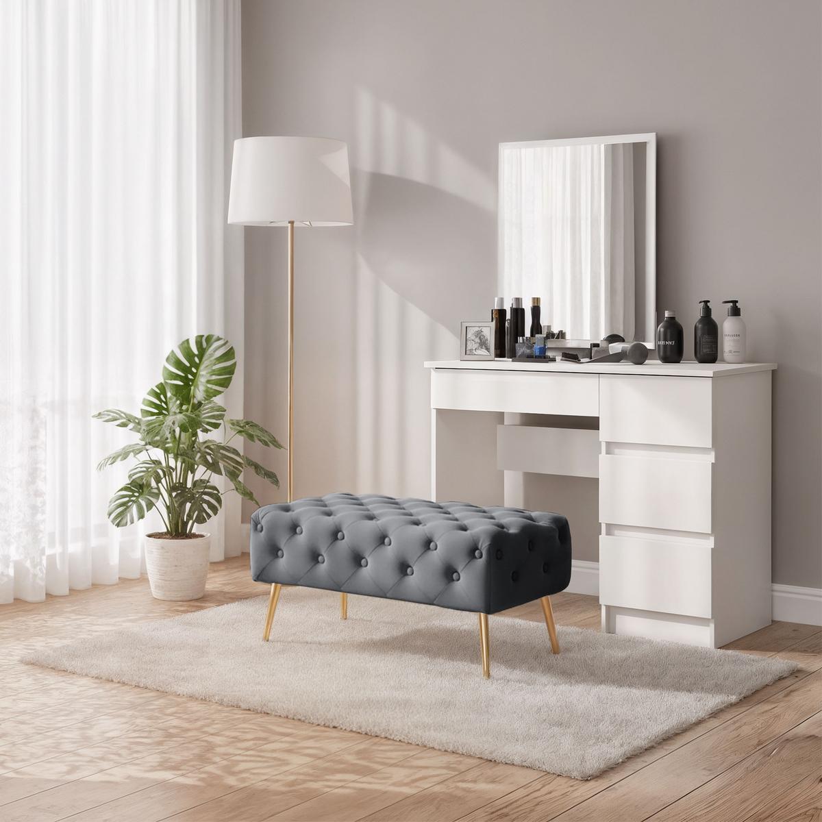 POLSTERBANK mit Samt - Optik Graphit 42/41/42 - Dunkelgrau, Textil (80/41/42cm) - RAUMHIRSCH FURNITURE