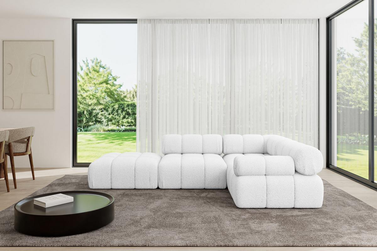 ECKSOFA modulares Sofa Felto-L1 - 285x190x70 cm Weiß Bouclé - Weiß, Holzwerkstoff/Textil (285/190cm) - ALTDECOR