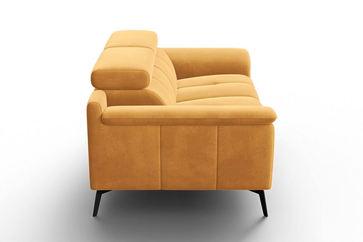 SOFA FIERO 2-Sitzer, Gelber Veloursstoff - Gelb/Schwarz, Holz/Textil (170/82/103cm) - Courtois Laville