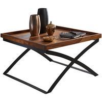 COUCHTISCH Sheesham-Massivholz/Metall Industrial-Style 63x39x63cm Braun/Schwarz - Schwarz/Braun, Holz/Metall (63/63/39cm) - KADIMA DESIGN