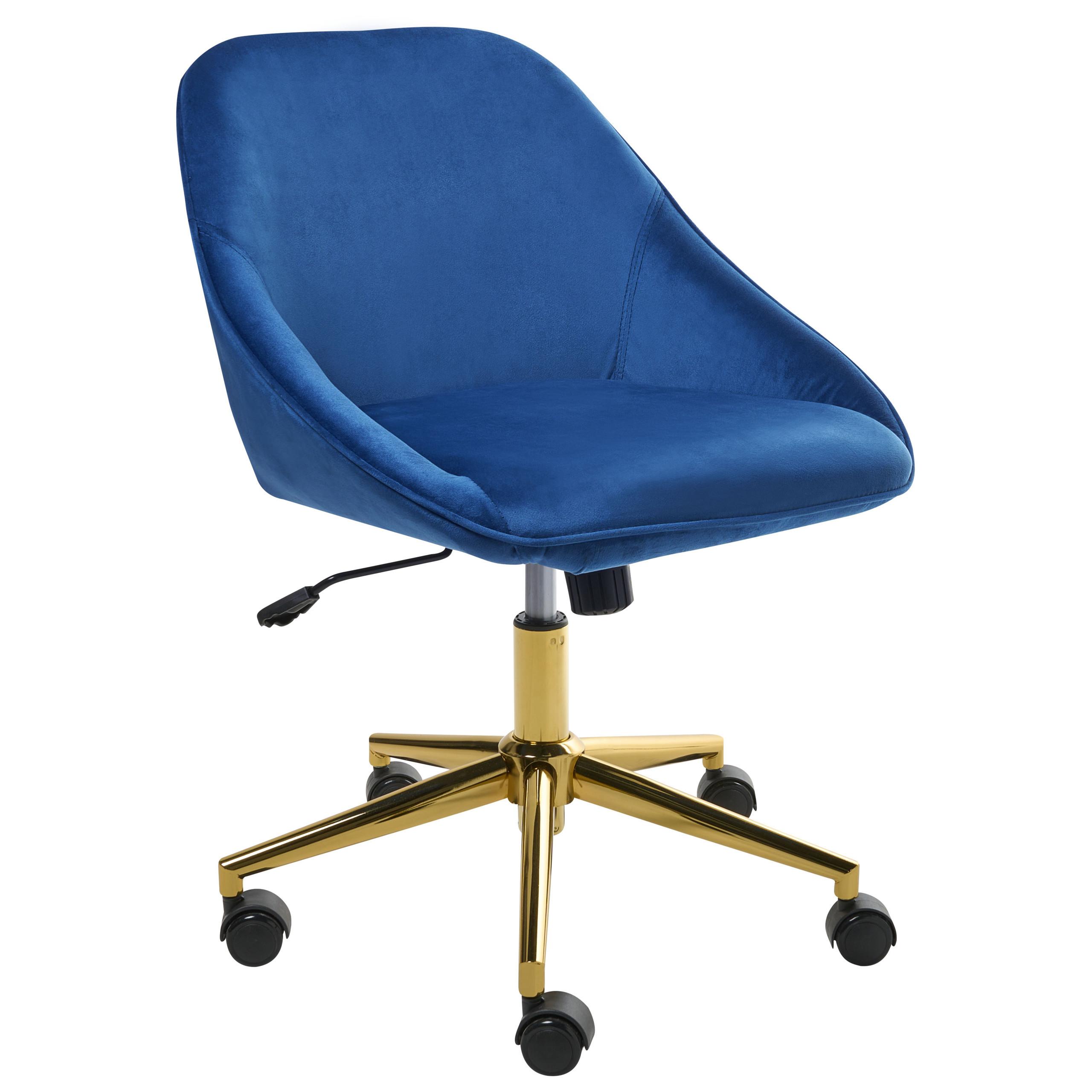 SCHREIBTISCHSTUHL Marineblau Bardsdale - Blau/Goldfarben, Textil (54/77/54cm) - Beliani