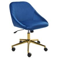 SCHREIBTISCHSTUHL Marineblau Bardsdale - Blau/Goldfarben, Textil (54/77/54cm) - Beliani