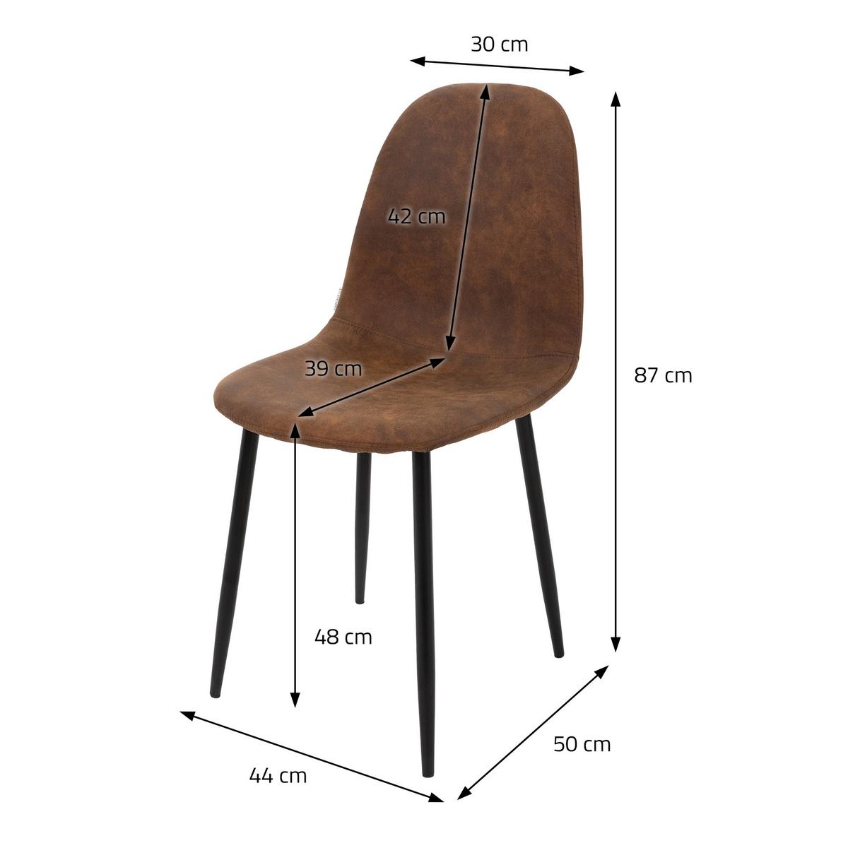 ESSZIMMERSTUHL 4er Set Braun Kunstleder - Dunkelbraun/Schwarz, Holzwerkstoff/Metall (50/87/47cm) - ML-DESIGN
