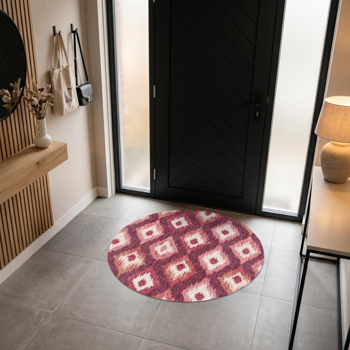 FUSSMATTE Diamantformen - Rosa - Muster - Textur Flurteppich 120x120 cm - Beere, Kunststoff (120/0.4cm) - MuchoWow