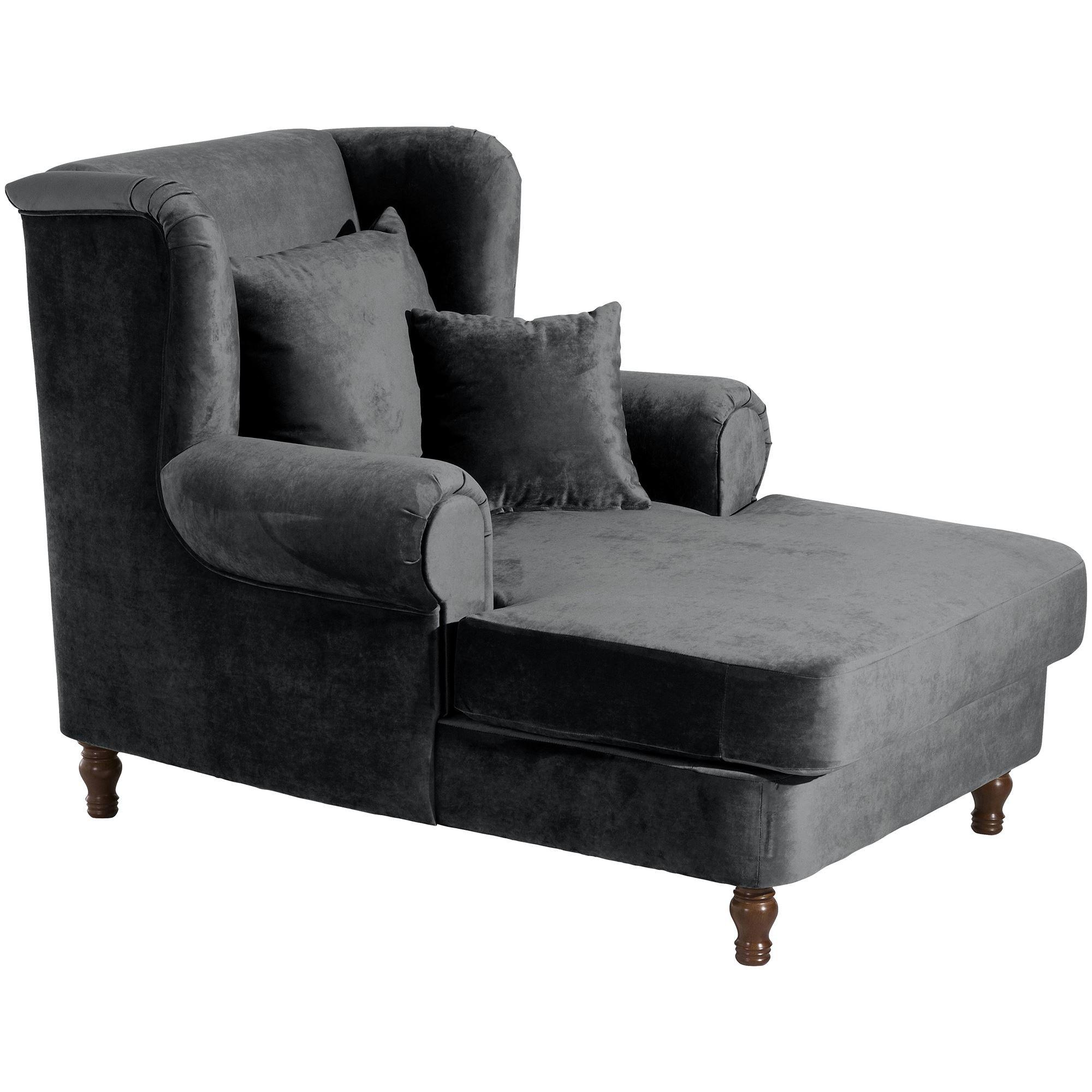 SESSEL XXL inkl. Kissen Karley Samtvelours graphit - Graphitfarben, Kunststoff (103/103/149cm) - 58aufmkessel
