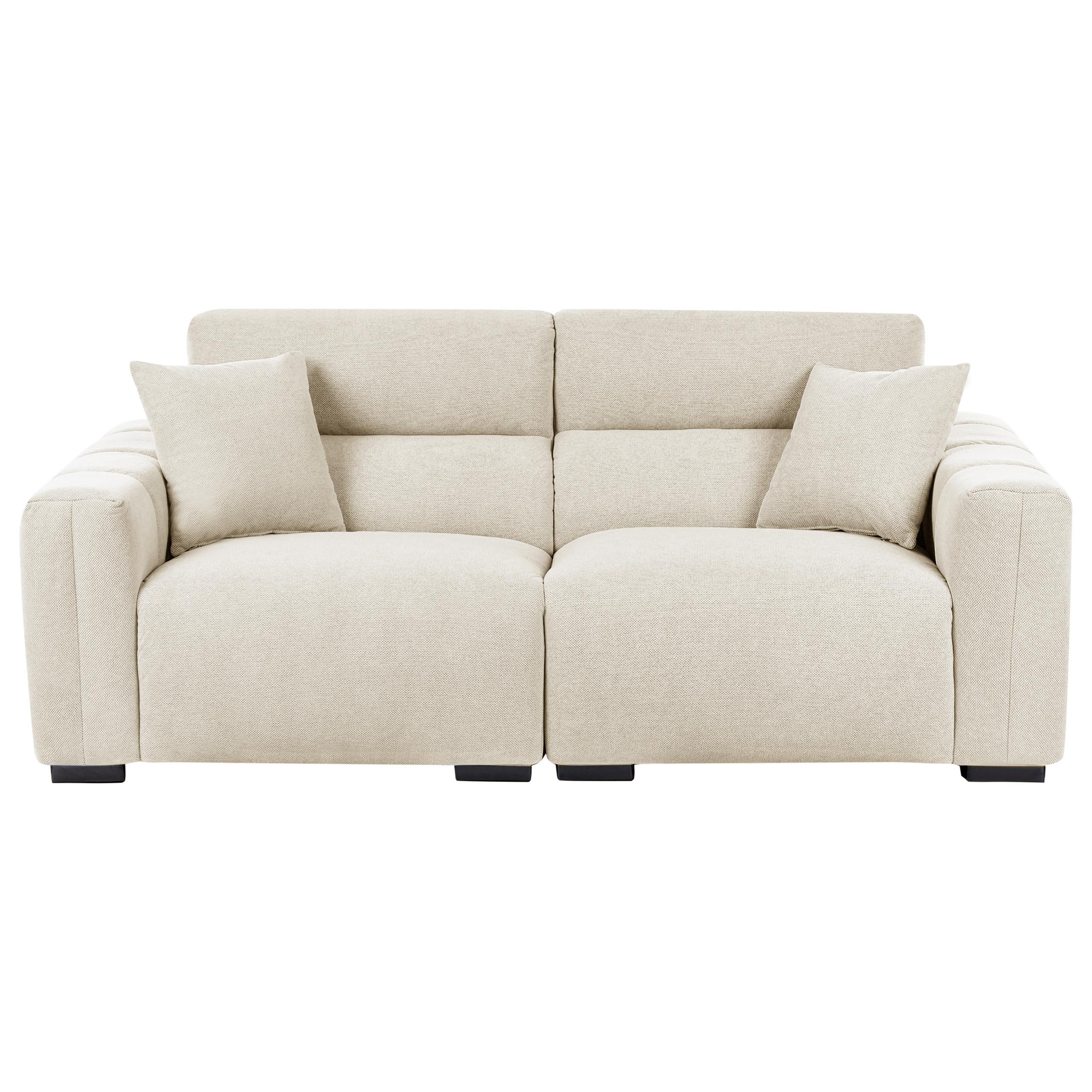 3-SITZER-SOFA Stoff Hellbeige Fauskan - Beige, Textil (203/84/96cm) - Beliani