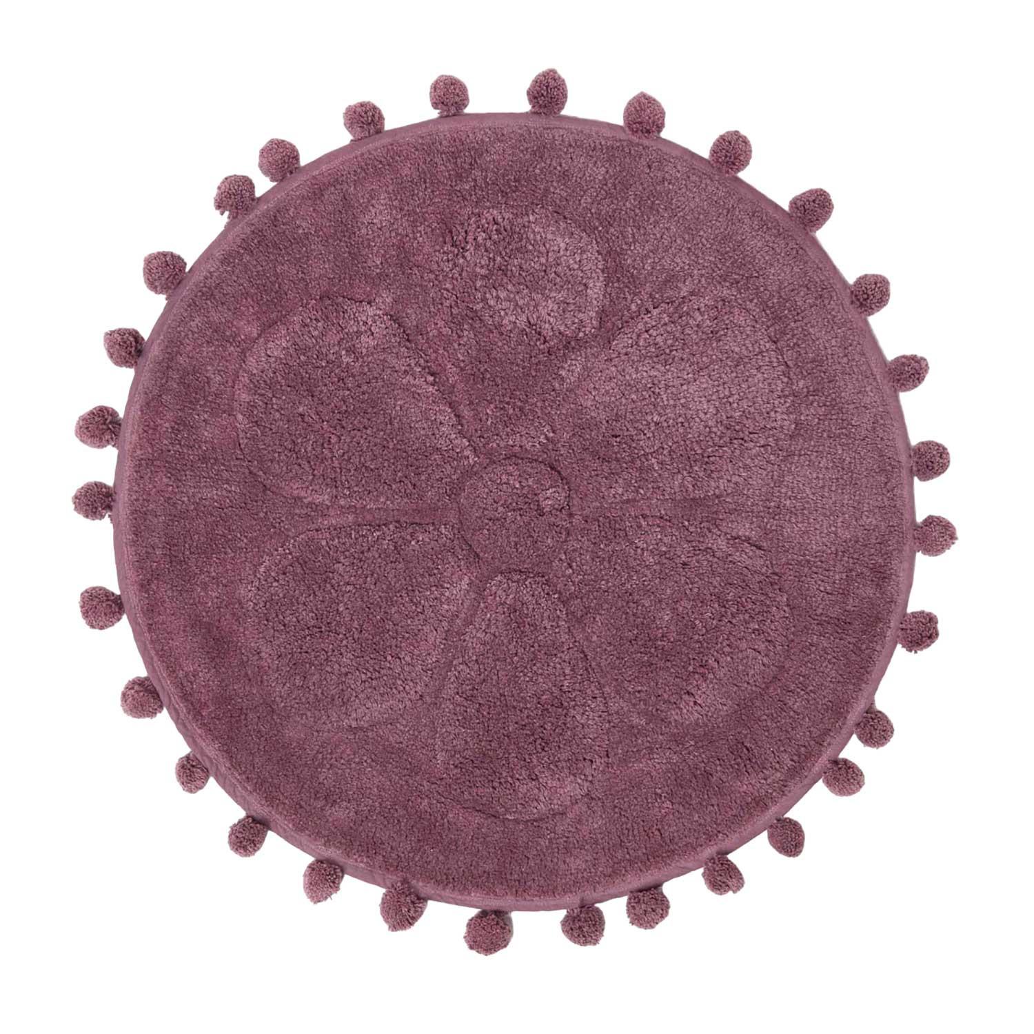 BADEMATTE Blume rund 60 cm, Baumwolle - Lila, Textil (60/60cm) - Homescapes
