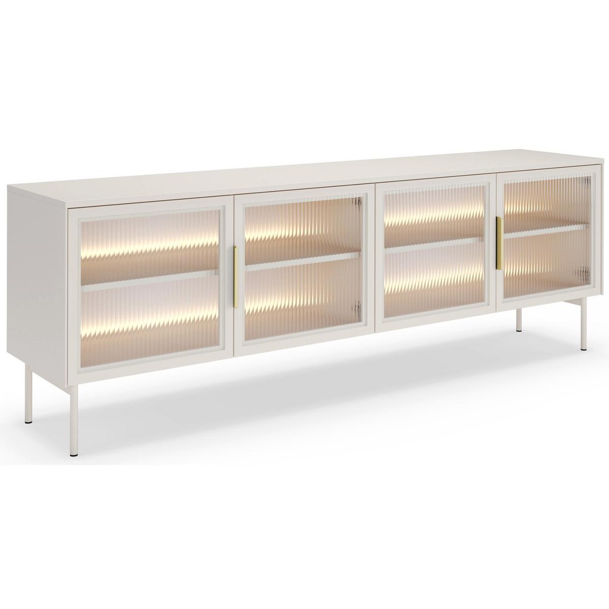 TV-LOWBOARD Lumi 4-türig 181 cm - Taupe/Goldfarben, Holzwerkstoff/Metall (181.3/61.6/39.3cm) - Selsey