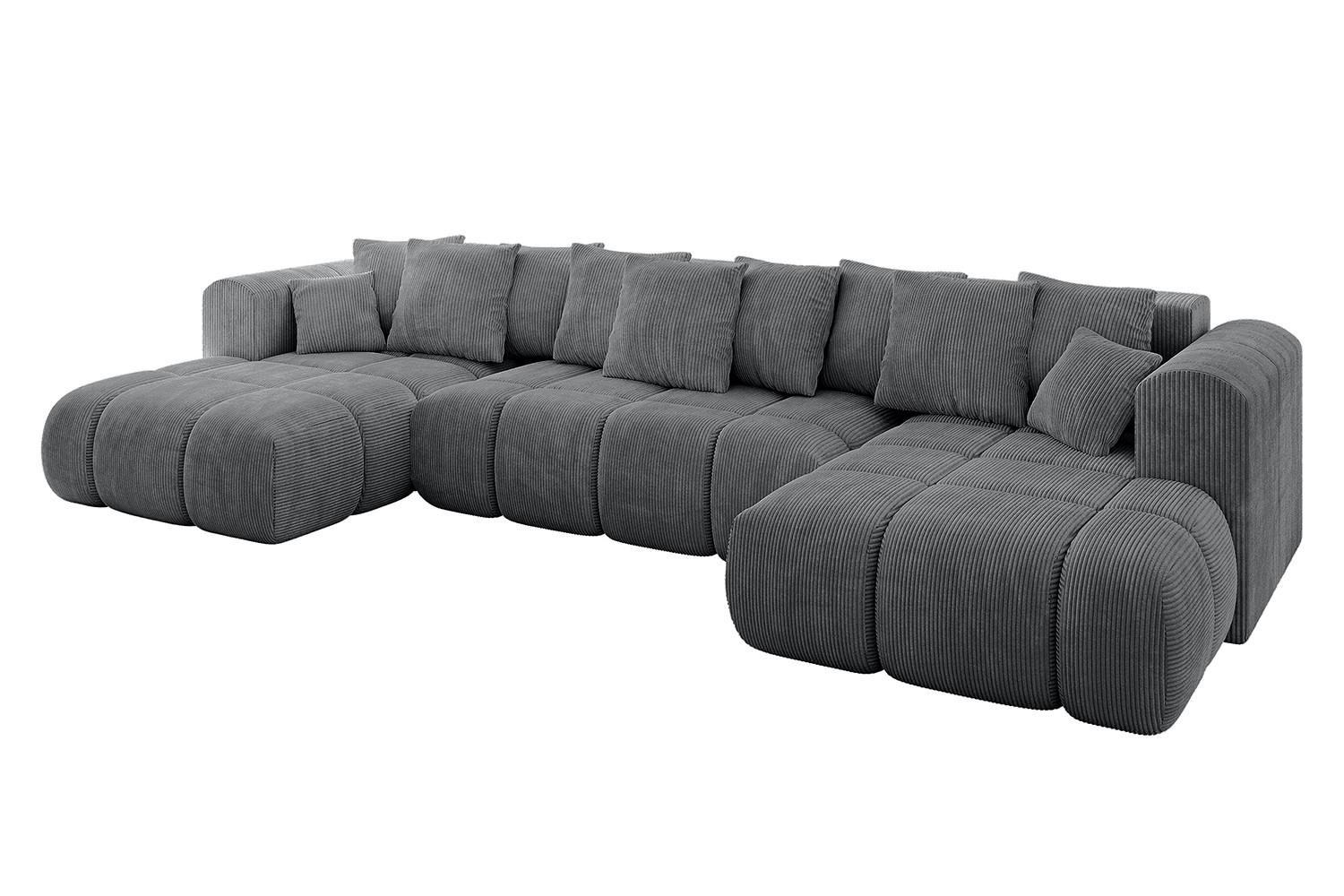 WOHNLANDSCHAFT CLOUD-U-v1 405x185x90 Dunkelgrau Cord - Dunkelgrau, Holzwerkstoff/Kunststoff (405/90/185cm) - ALTDECOR