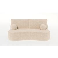 BETTSOFA ROTONDO Creme Bucle-Stoff mit Schlaffunktion - Creme, Textil (101/93/207cm) - MASSENO
