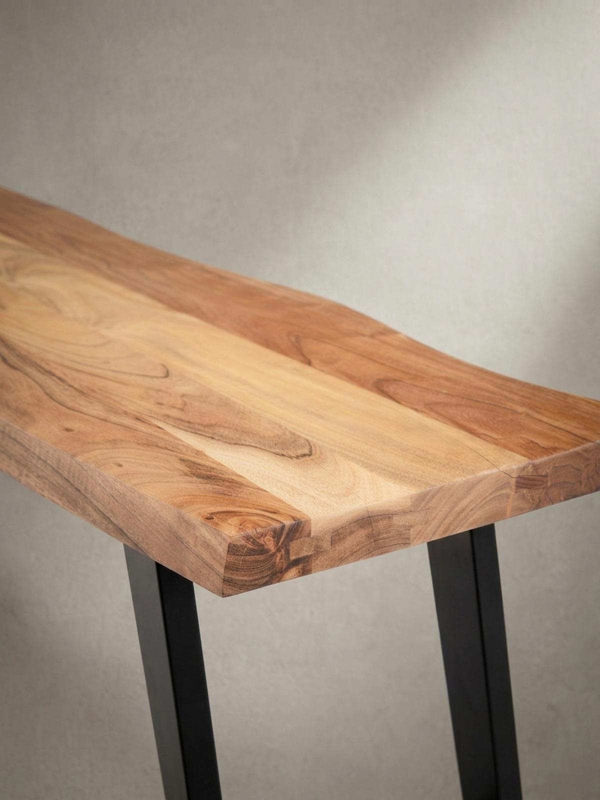 ESSZIMMERBANK Massivholz Metall Baumkante U-Beine, Akazie 160x40x46 cm - Schwarz/Braun, Holz/Metall (160/46/40cm) - KADIMA DESIGN