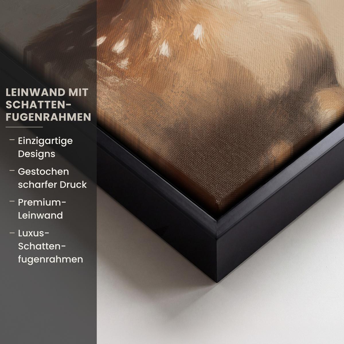 LEINWAND Bilder mit Rahmen - Weihnachten - Hirsch - Geweih - Weihnachtskugel - Rentier - 30x40 - Hellbraun, Textil (30/40cm) - MuchoWow